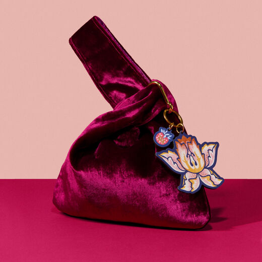 Burgundy velvet loop bag
